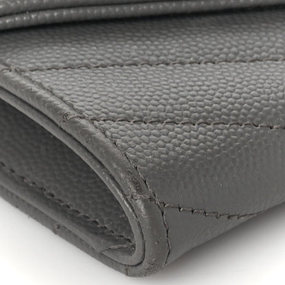 Saint Laurent Grain De Poudre Matelasse Chevron Small Monogram Envelope Wallet Fog 7 of 8