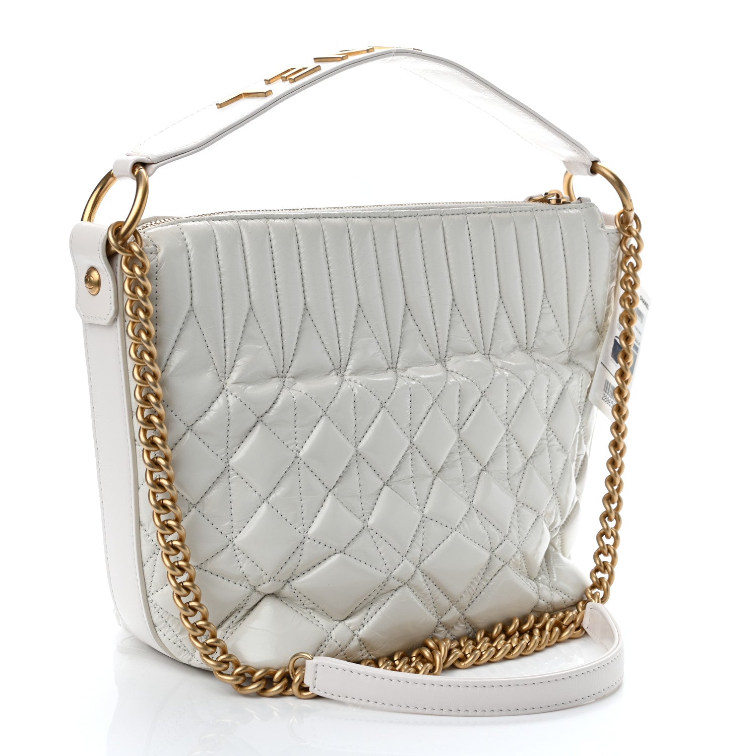 Chanel Glazed Calfskin Quilted State Of The Art Hobo White 3 of 12