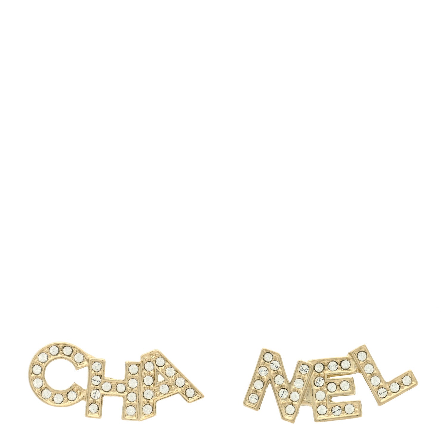 Chanel Crystal Pearl Signature Stud Earrings Gold 1 of 4