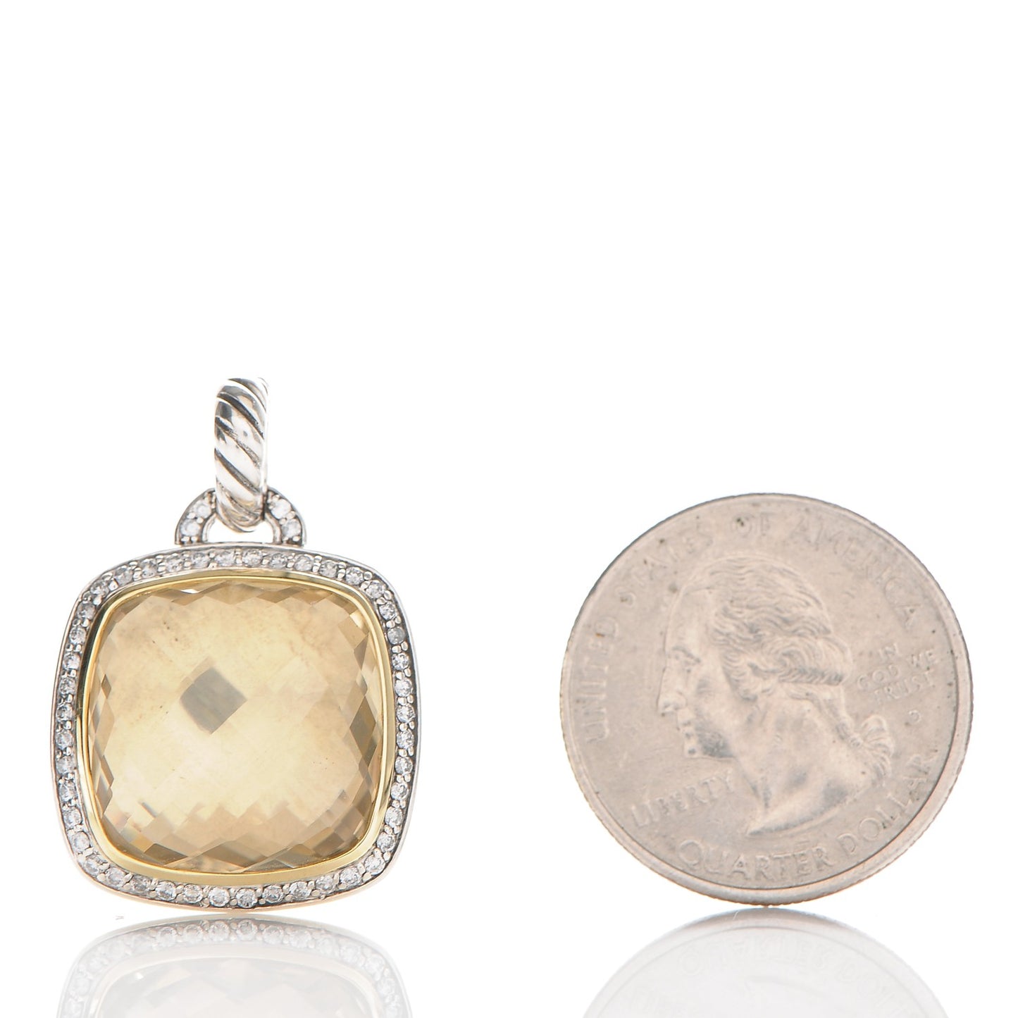 Sterling Silver 18K Gold Diamond Champagne Citrine 17mm Albion Pendant