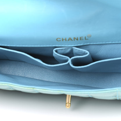 Chanel Patent East West Chocolate Bar Flap Turquoise 4 of 11