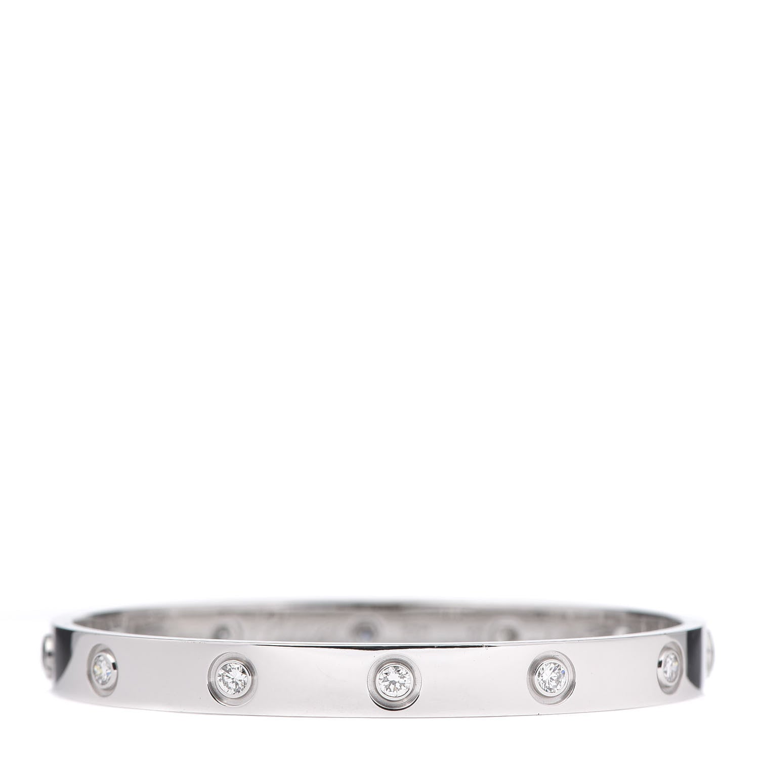 Cartier 18K White Gold 10 Diamond LOVE Bracelet 16 1 of 6