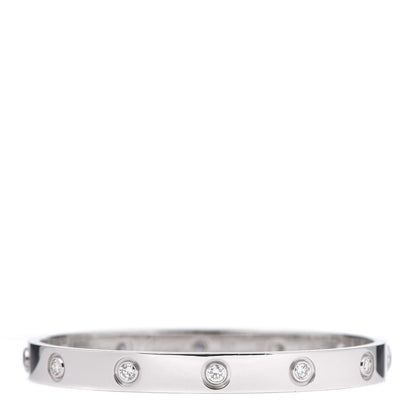 Cartier 18K White Gold 10 Diamond LOVE Bracelet 16 1 of 6