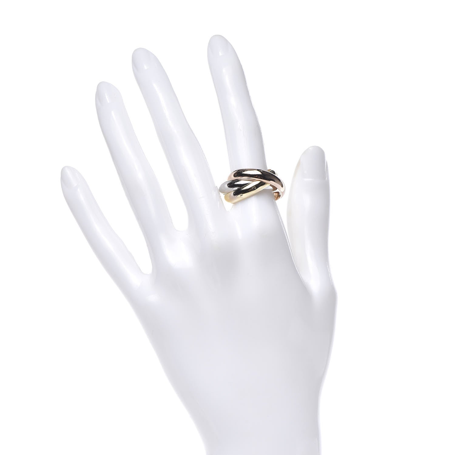 Cartier 18K Pink Yellow White Gold Large Trinity Ring 55 7.25 2 of 4