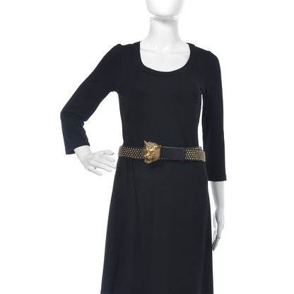 Gucci Calfskin Studded Feline Belt 110 44 Black 2 of 6