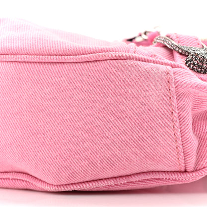 Balenciaga Washed Frayed Denim Crystal Le Cagole Shoulder Bag XS Denim Pink 9 of 10