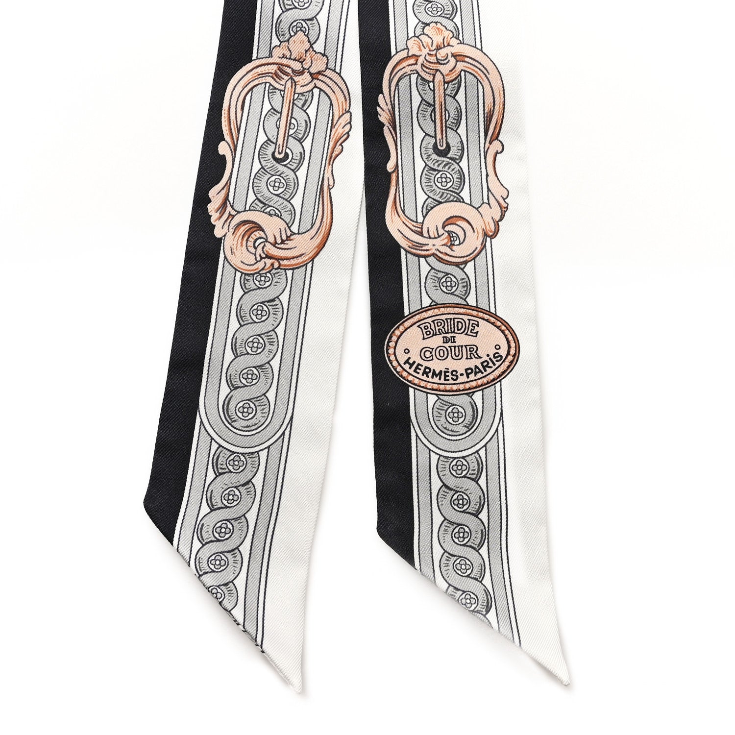 Hermes Silk Bride De Cour Twilly Black White Or Rose 2 of 3