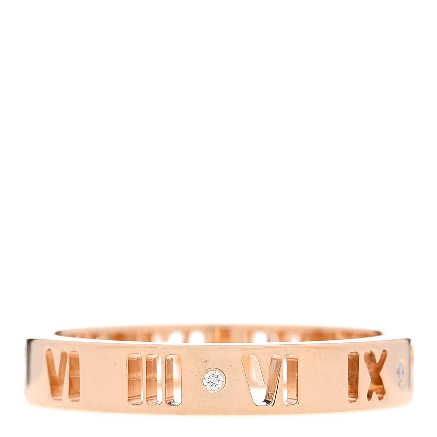 Tiffany 18K Rose Gold Diamond Atlas Pierced Ring 54 6.75 1 of 5