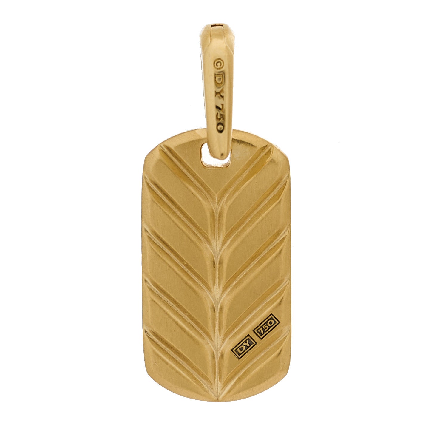 David Yurman 18K Yellow Gold 21mm Chevron Dog Tag Pendant 1 of 6