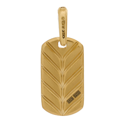 David Yurman 18K Yellow Gold 21mm Chevron Dog Tag Pendant 1 of 6