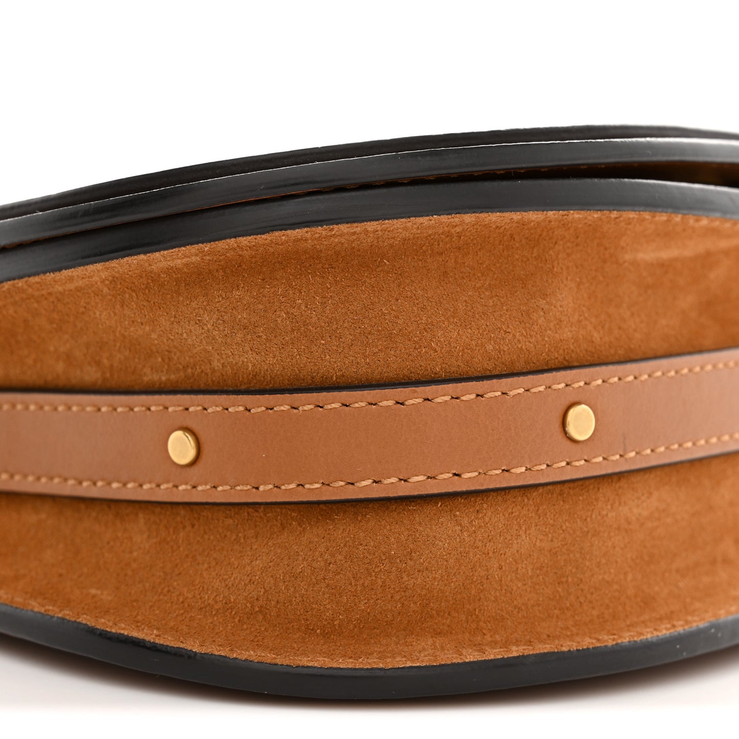 Calfskin Suede Medium Nile Bracelet Bag Caramel