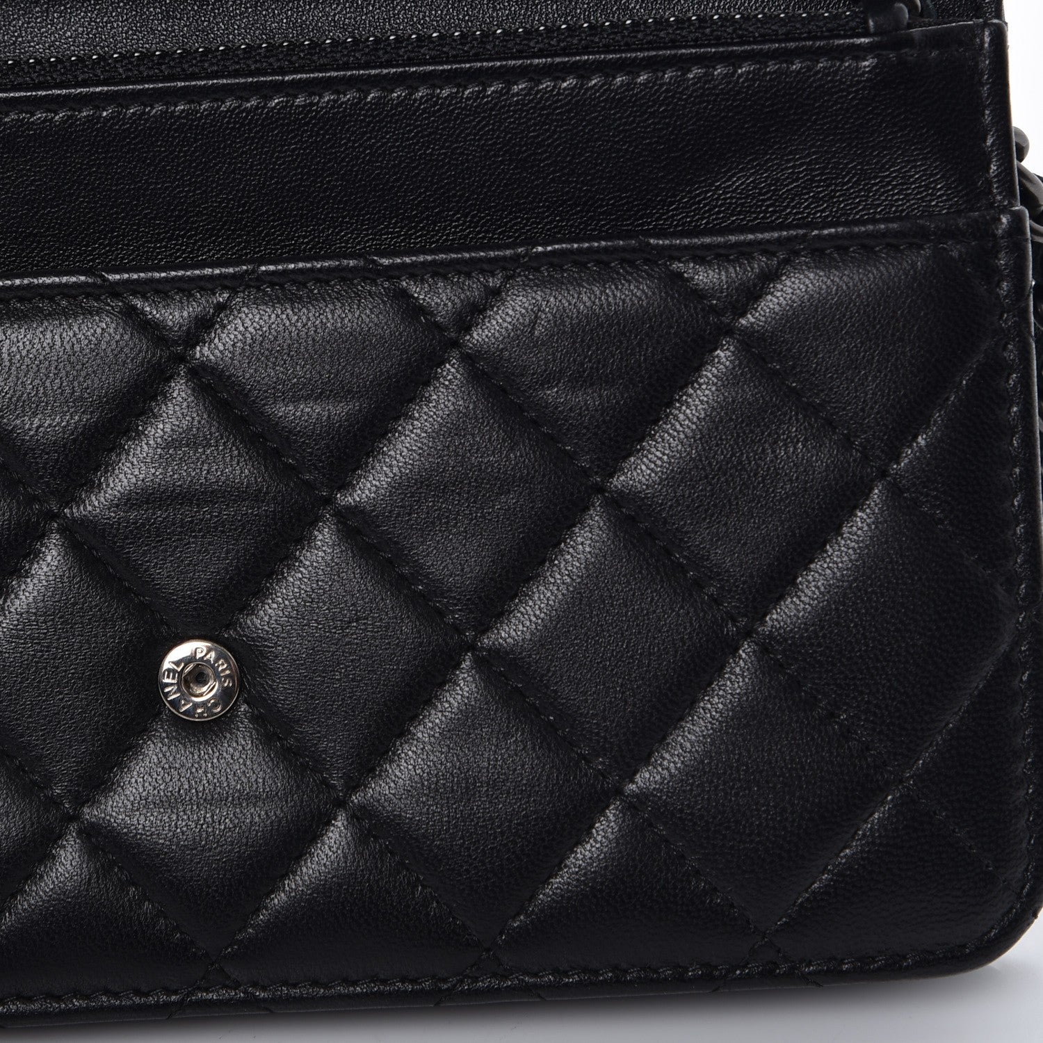 Chanel Lambskin Quilted Boy Wallet On Chain WOC Black 10 of 10