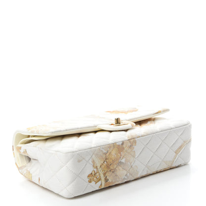 Chanel Denim Floral Printed Medium Double Flap Beige 4 of 12
