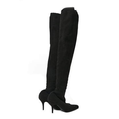 Balenciaga Crepe Jersey Pointed Toe Knife Thigh High Boots 40 Black 5 of 7