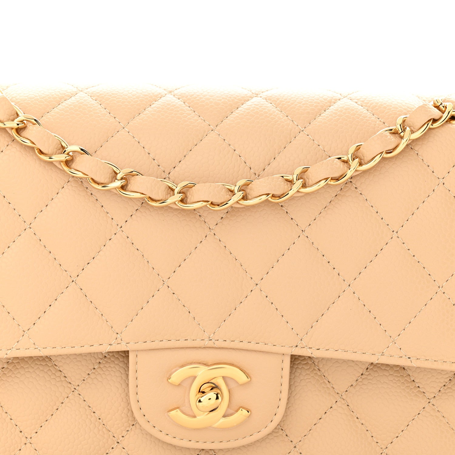 Chanel Caviar Quilted Medium Double Flap Beige 8 of 10
