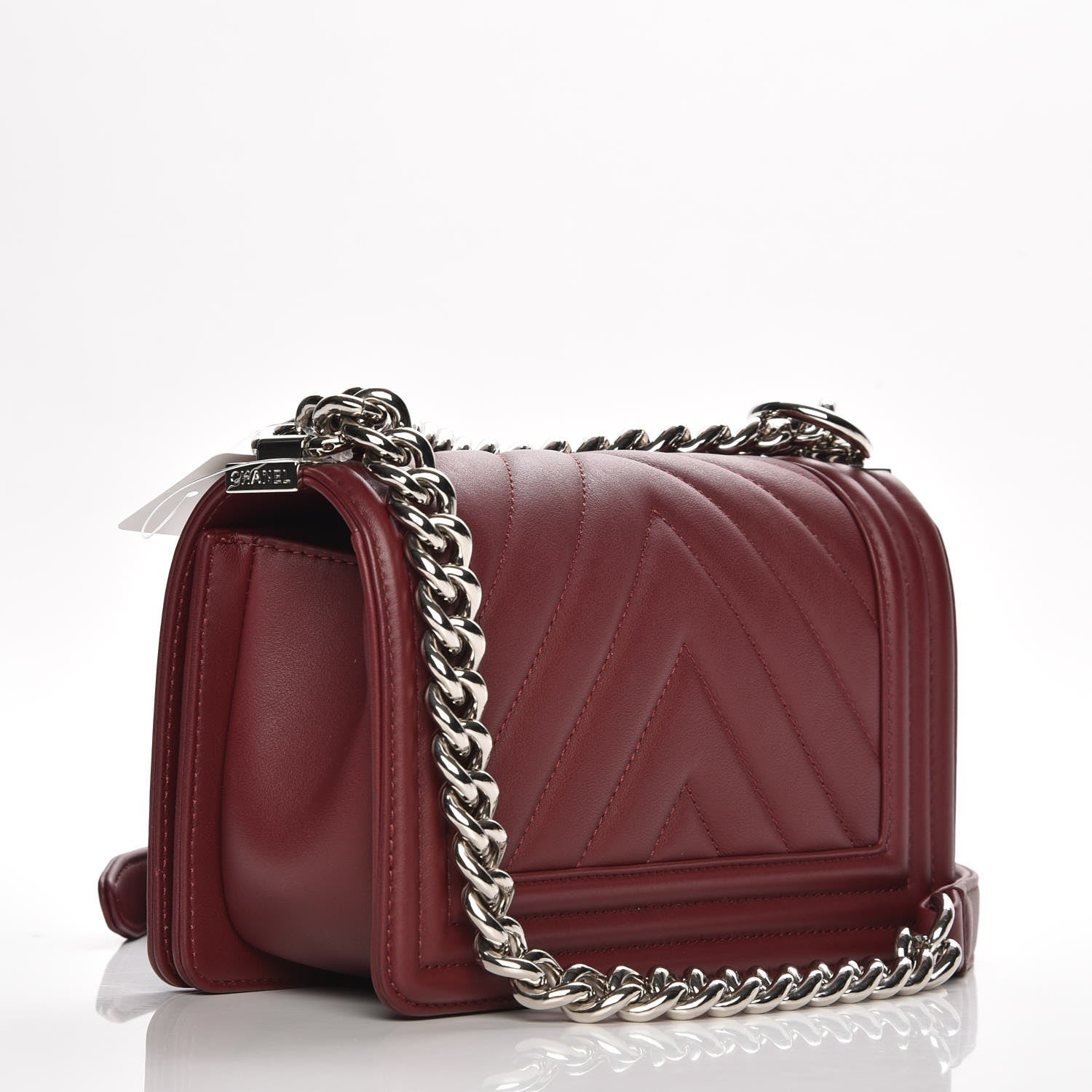 Chanel Calfskin Chevron Quilted Small Boy Flap Burgundy 3 of 8