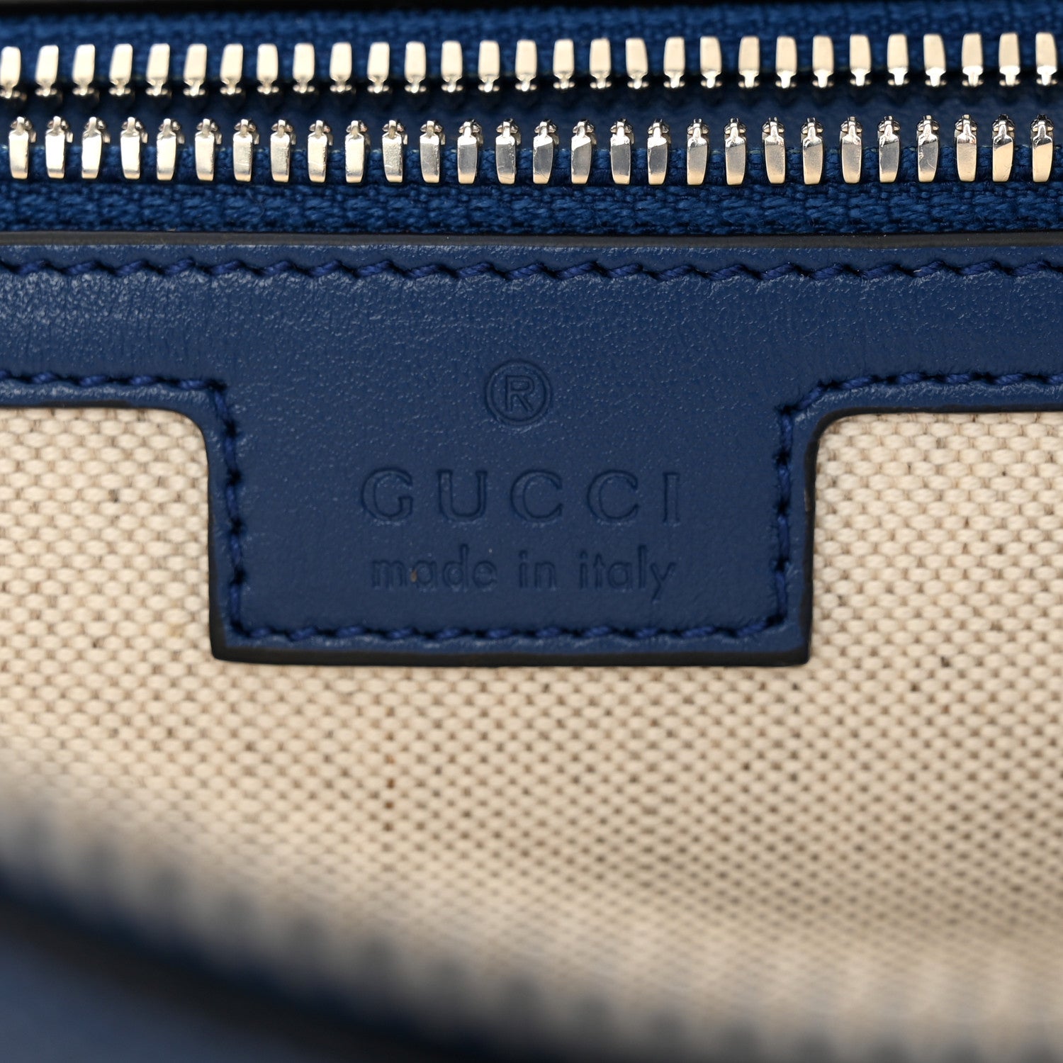 Gucci Calfskin GG Tennis Embossed Medium Wristlet Messenger Bag Intense Metal Blue 6 of 11