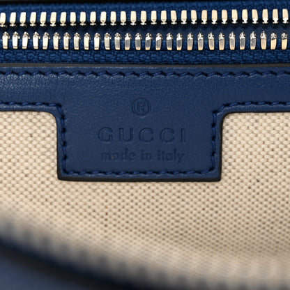 Gucci Calfskin GG Tennis Embossed Medium Wristlet Messenger Bag Intense Metal Blue 6 of 11