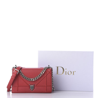 Christian Dior Grained Calfskin Medium Diorama Flap Bag Red 9 of 9