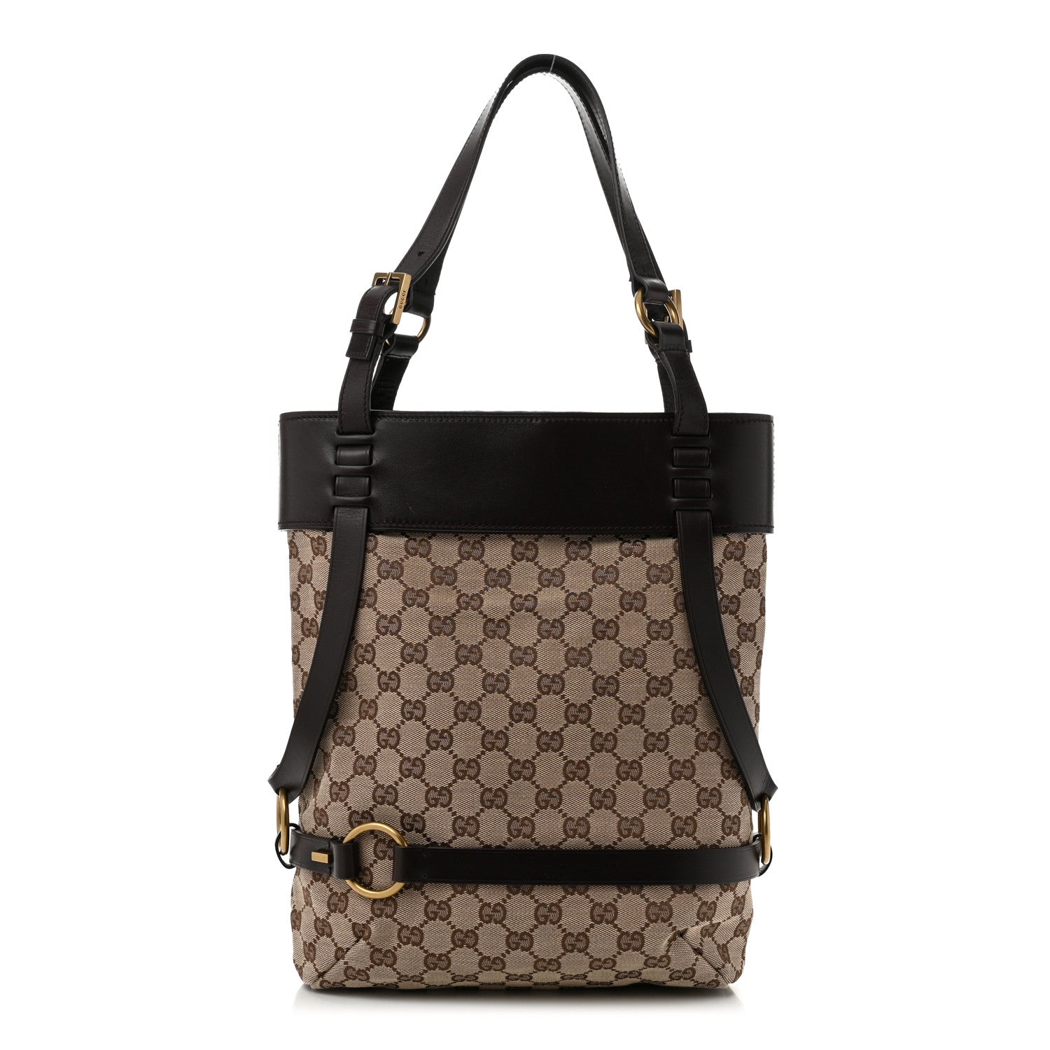 Gucci Monogram Calfskin Tote Dark Brown 1 of 12