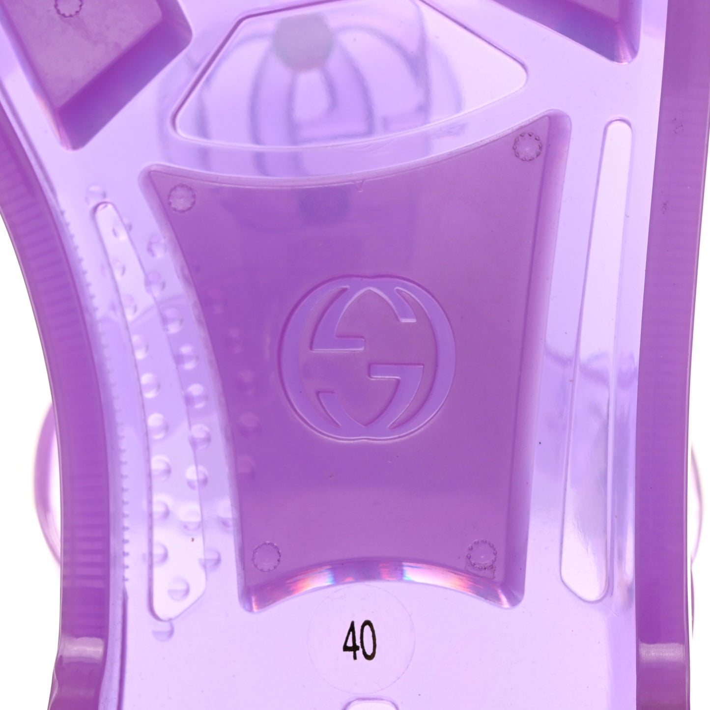 Shiny Rubber Double G Buckle Strap Sandals 40 Lapis Transparent