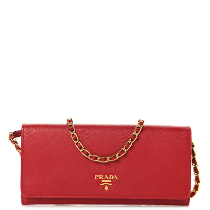 Prada Saffiano Wallet on Chain Fuoco 1 of 9
