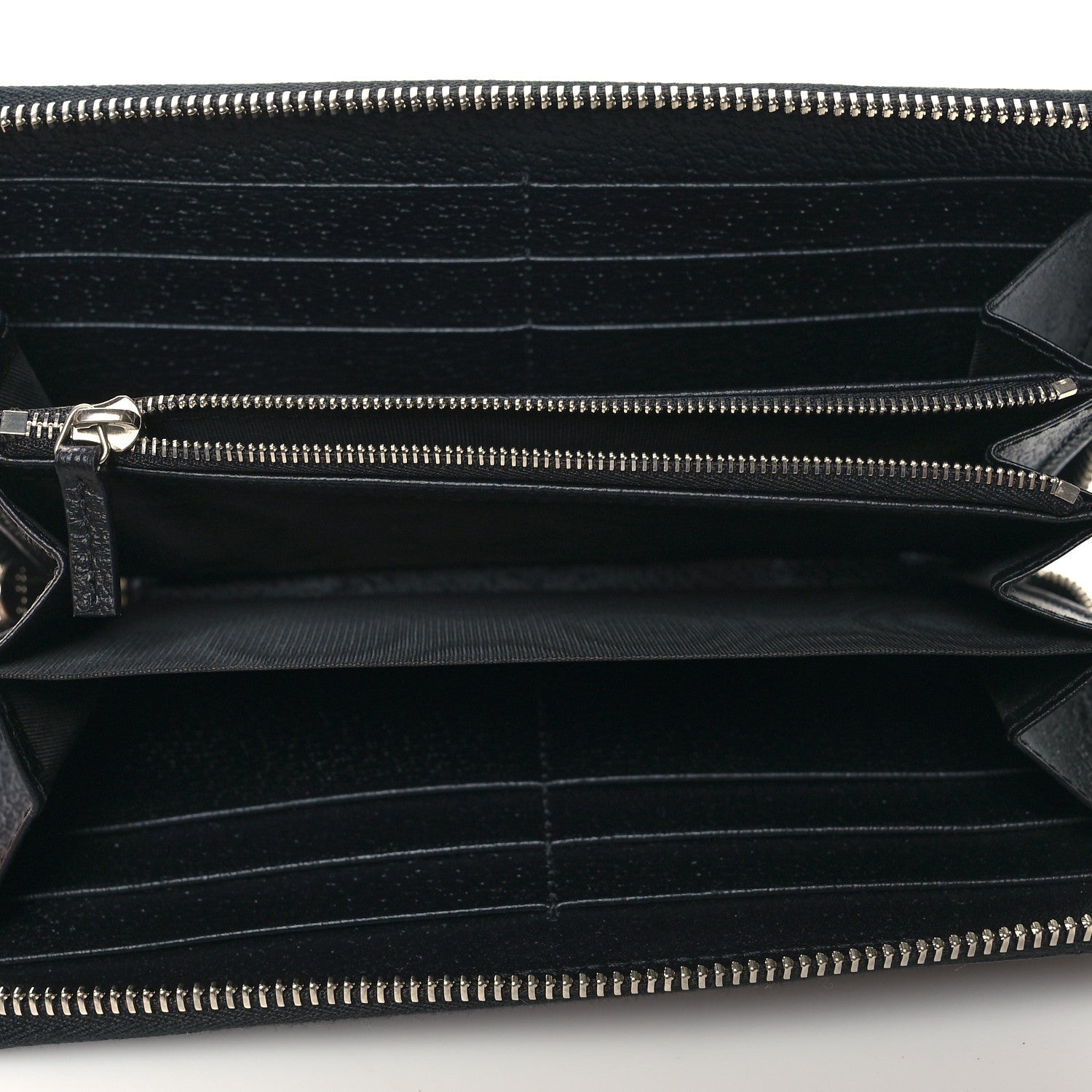 Gucci Canvas Monogram Jumbo GG Textured Dollar Calfskin Continental Wallet Black 5 of 8