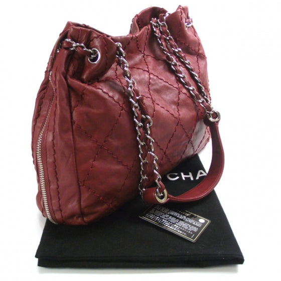 Lambskin Expandable Tote Red