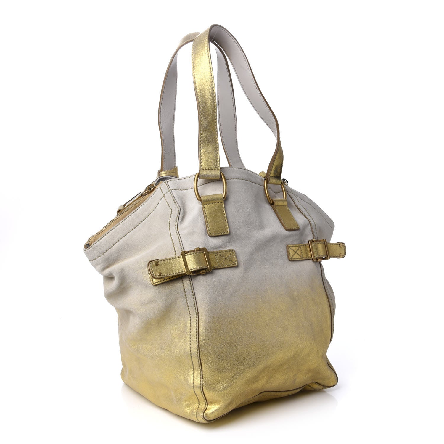 Saint Laurent Suede Medium Degrade Downtown Bag White Gold 3 of 9