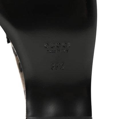 Gucci Canvas GG Monogram Horsebit Calfskin Womens Horsebit Platform Loafers 38.5 Beige Blue 7 of 10