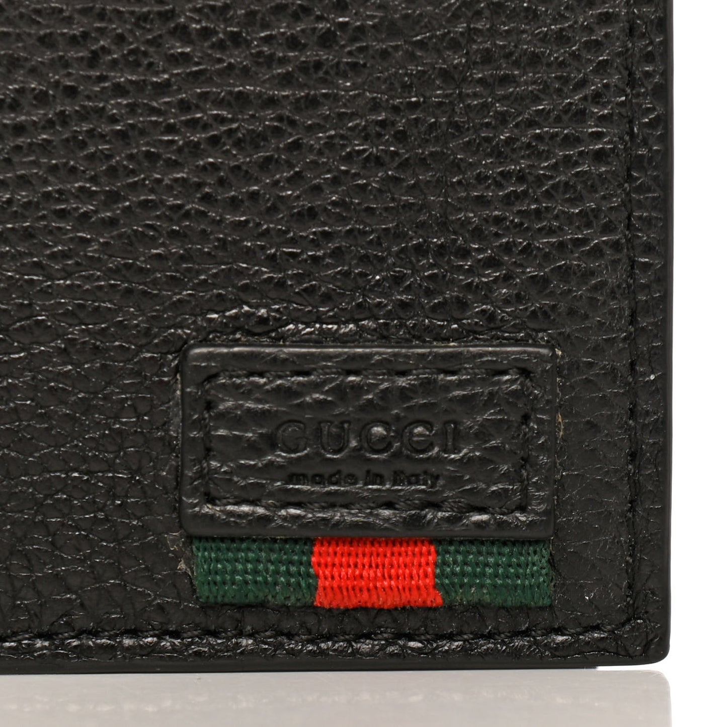 Grained Calfskin Web Bi-Fold Wallet Black