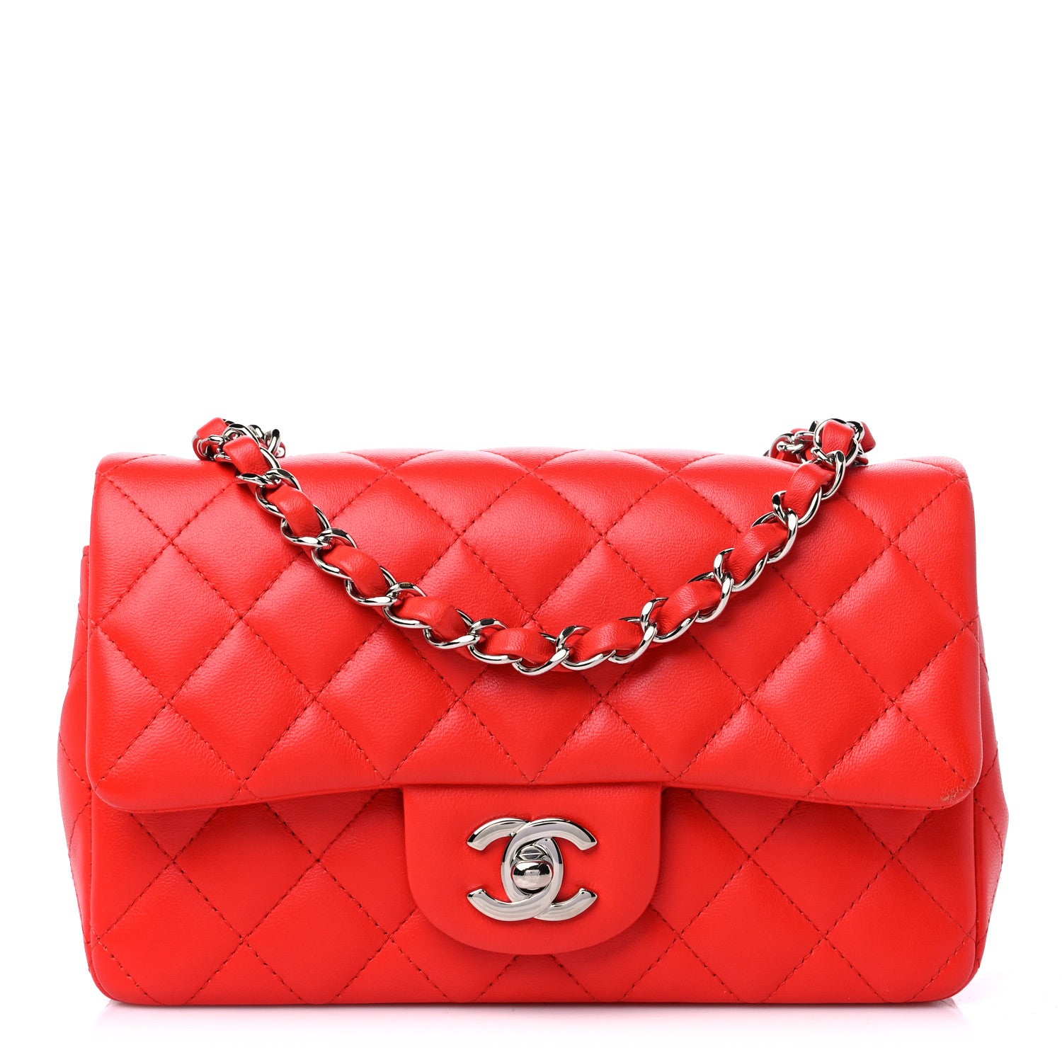 Chanel Lambskin Quilted Mini Rectangular Flap Red 1 of 9