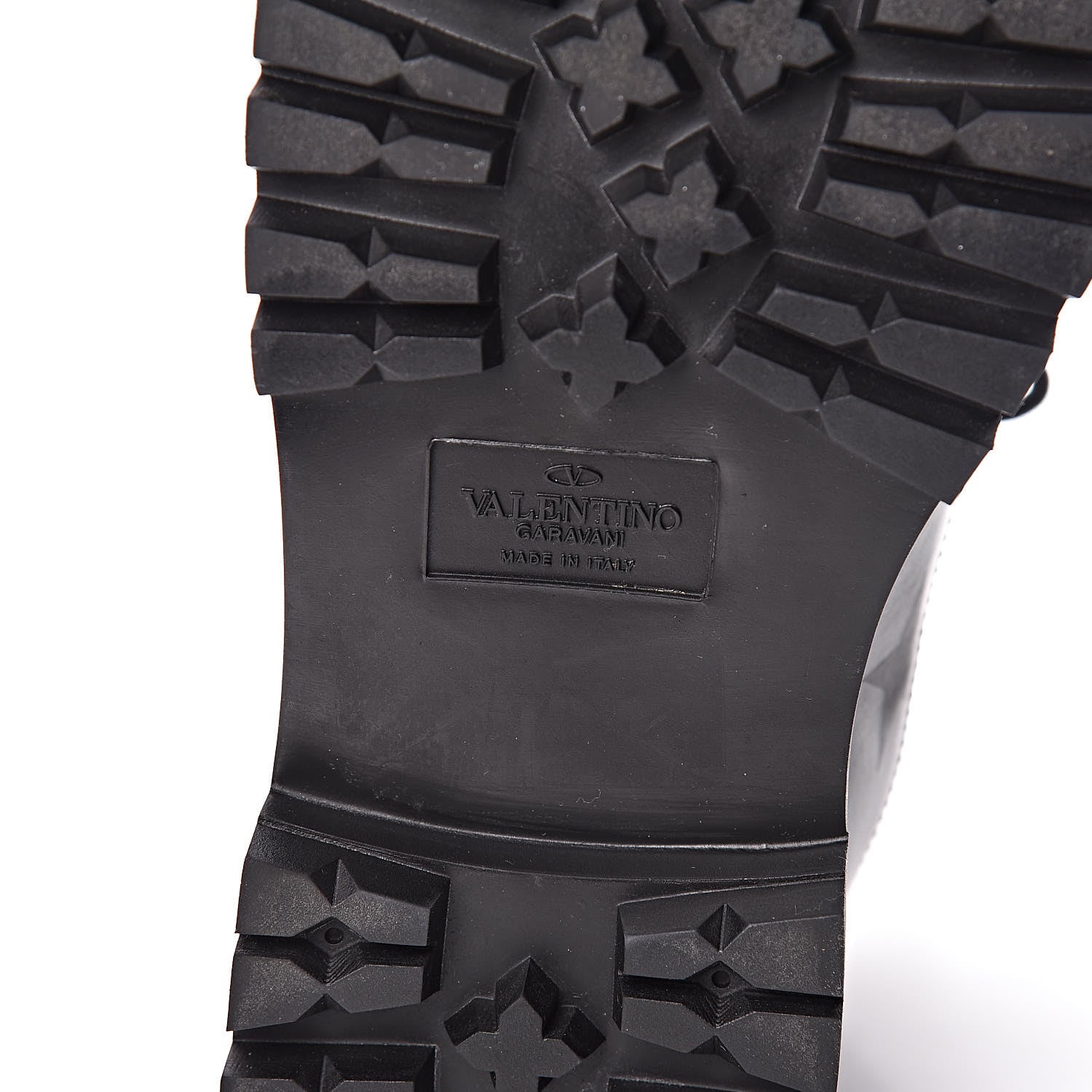 Valentino Garavani Calfskin Hologram Star Print Combat Boots 40 Black 8 of 11