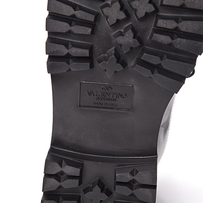 Valentino Garavani Calfskin Hologram Star Print Combat Boots 40 Black 8 of 11