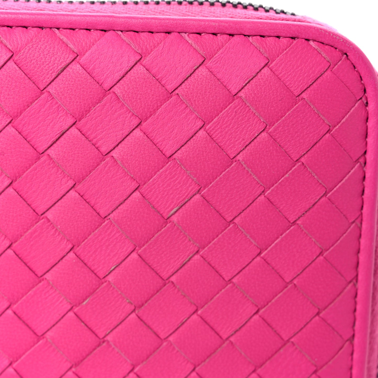 Nappa Intrecciato Zip Around Wallet Pink