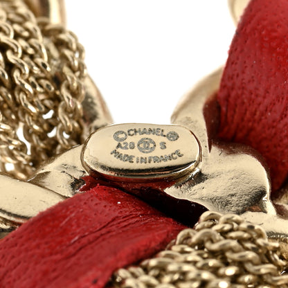 Chanel Lambskin Chain CC Brooch Red 4 of 5