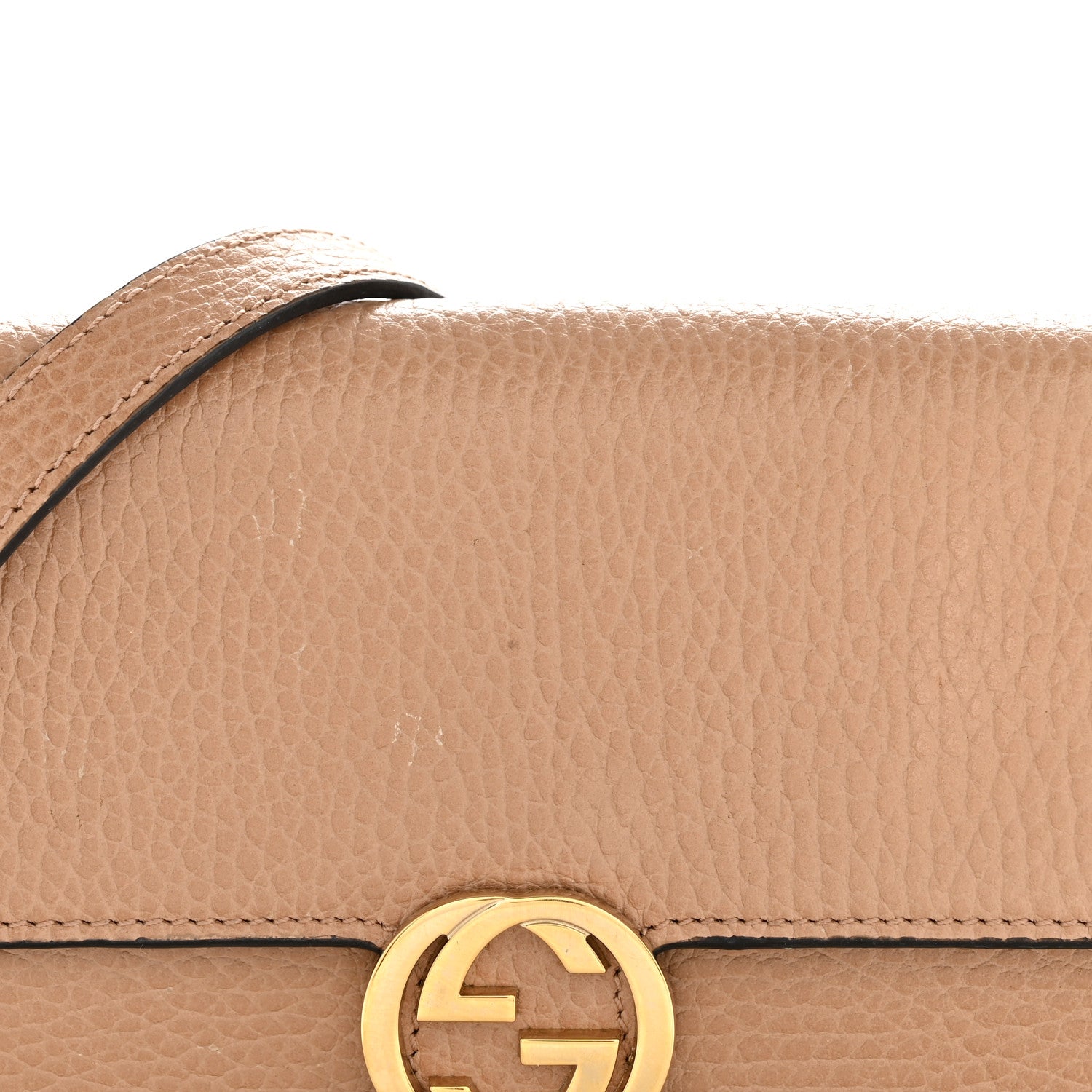 Gucci Dollar Calfskin Interlocking G Chain Wallet Camelia 8 of 14