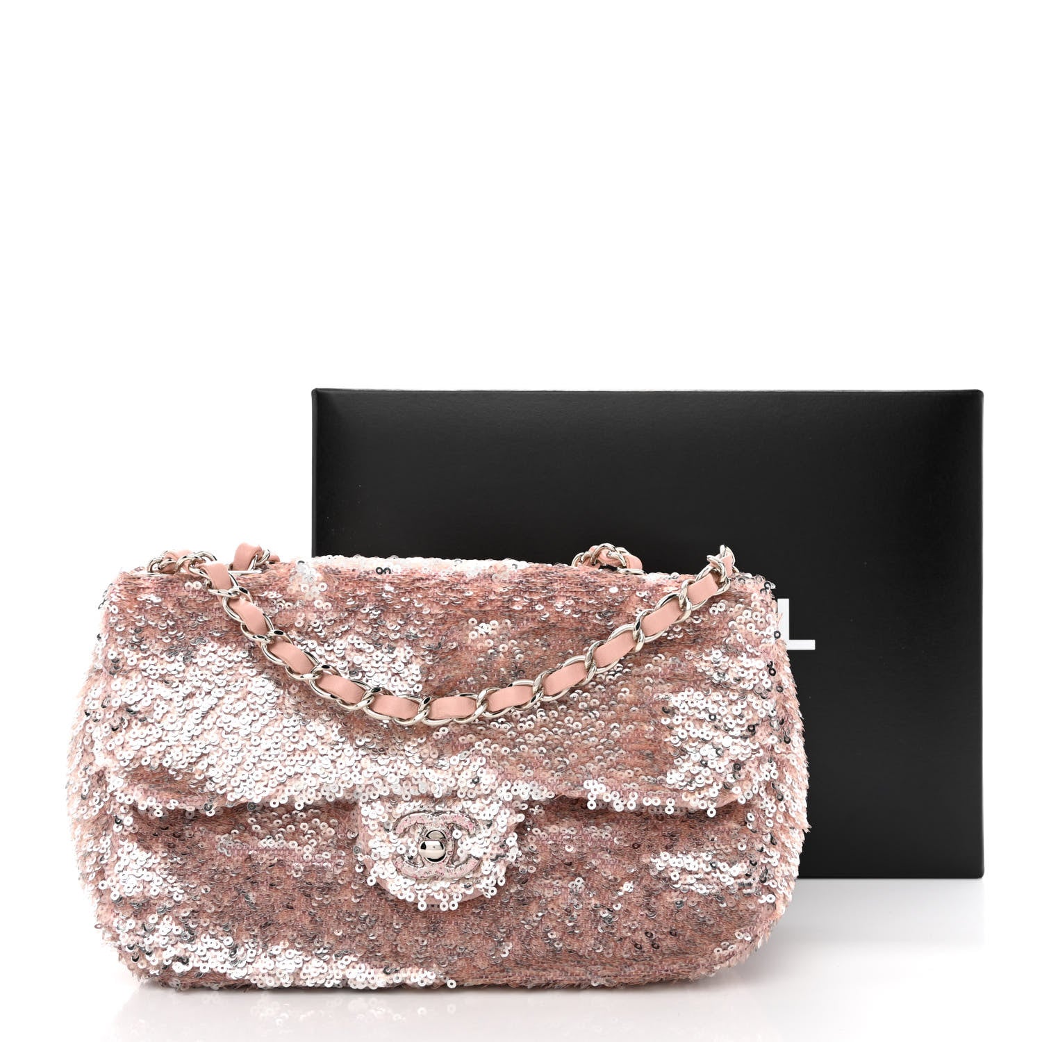 Chanel Sequin Mini Flap Light Pink Silver 10 of 10