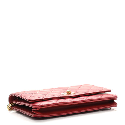 Chanel Aged Calfskin Quilted Reissue Wallet On Chain WOC Red 4 of 11