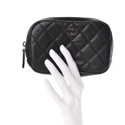 Chanel Caviar Quilted Small Curvy Pouch Cosmetic Case Black 2 of 8
