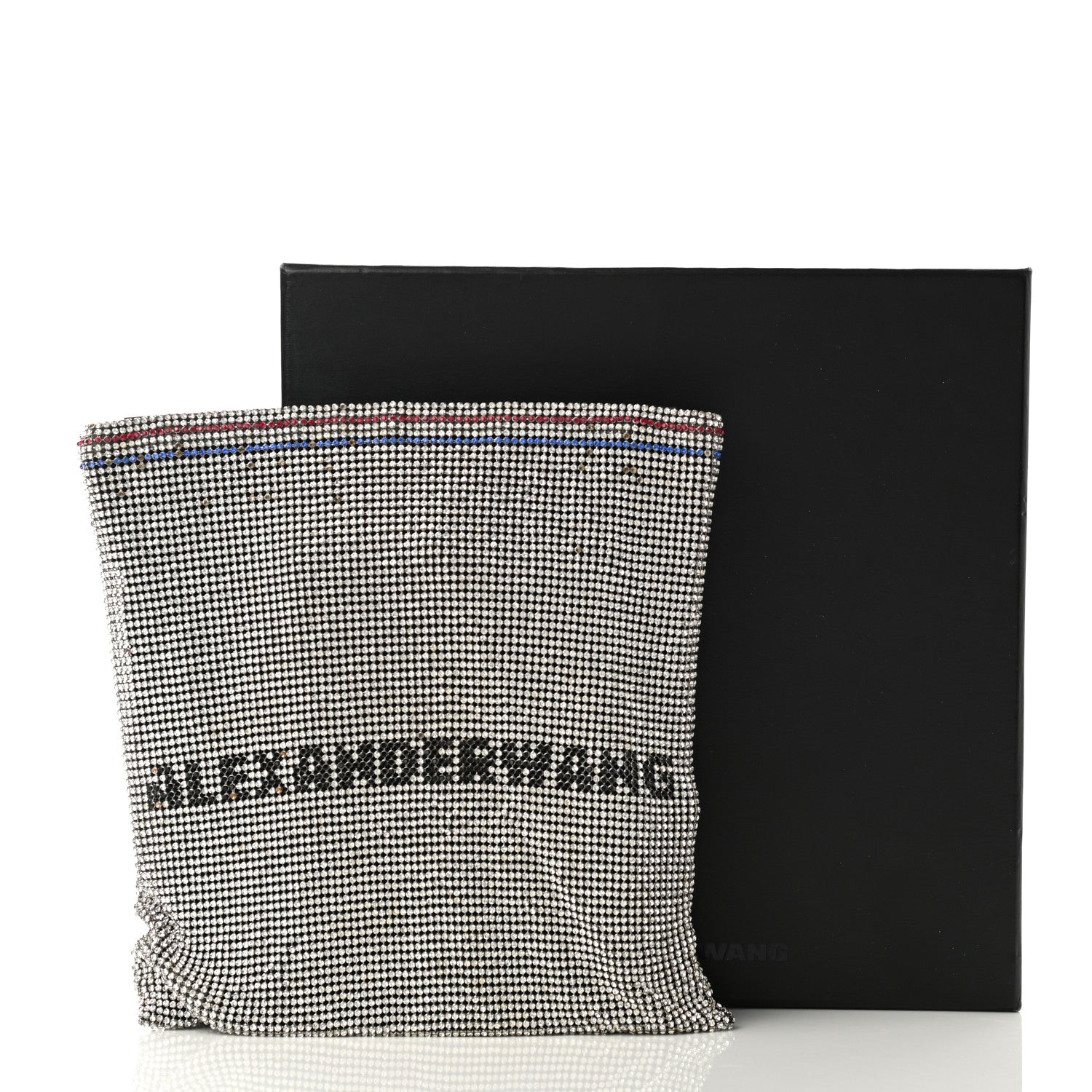 Alexander Wang Rhinestone Chain Mesh Wanglock Logo Pouch Silver Multicolor 9 of 9