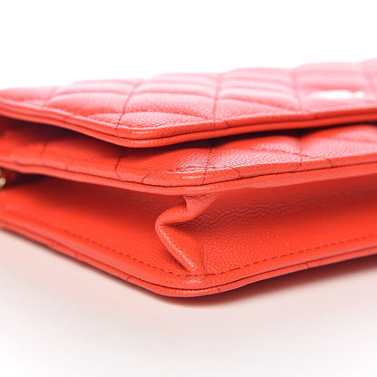 Chanel Caviar Quilted Wallet on Chain WOC Red 9 of 12