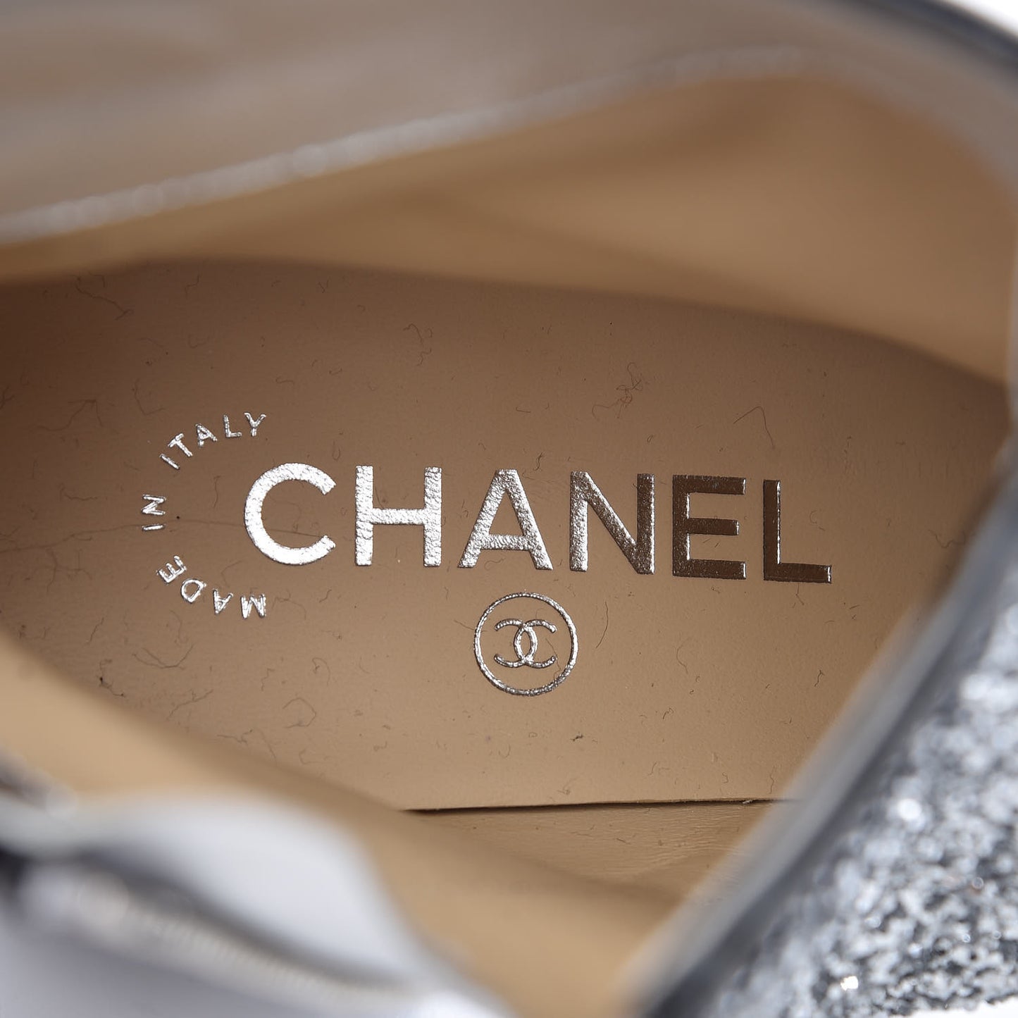 Glitter Patent Cap Toe Short Boots 37 Silver