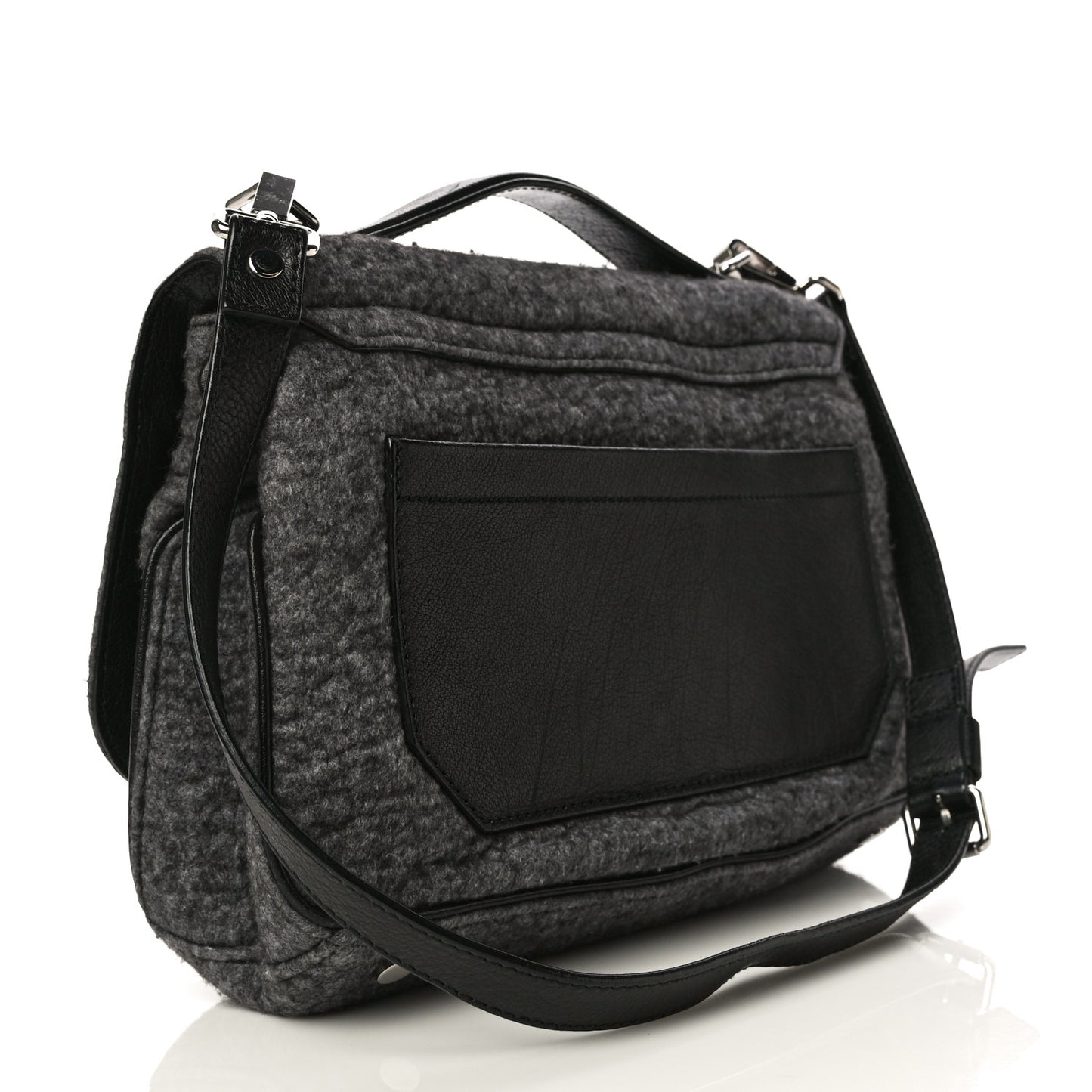 Melange Felted Wool Crossbody Bag Charcoal Black