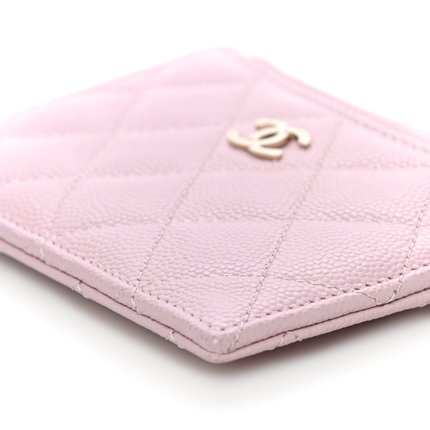 Caviar Quilted CC Zip Card Holder Light Pink