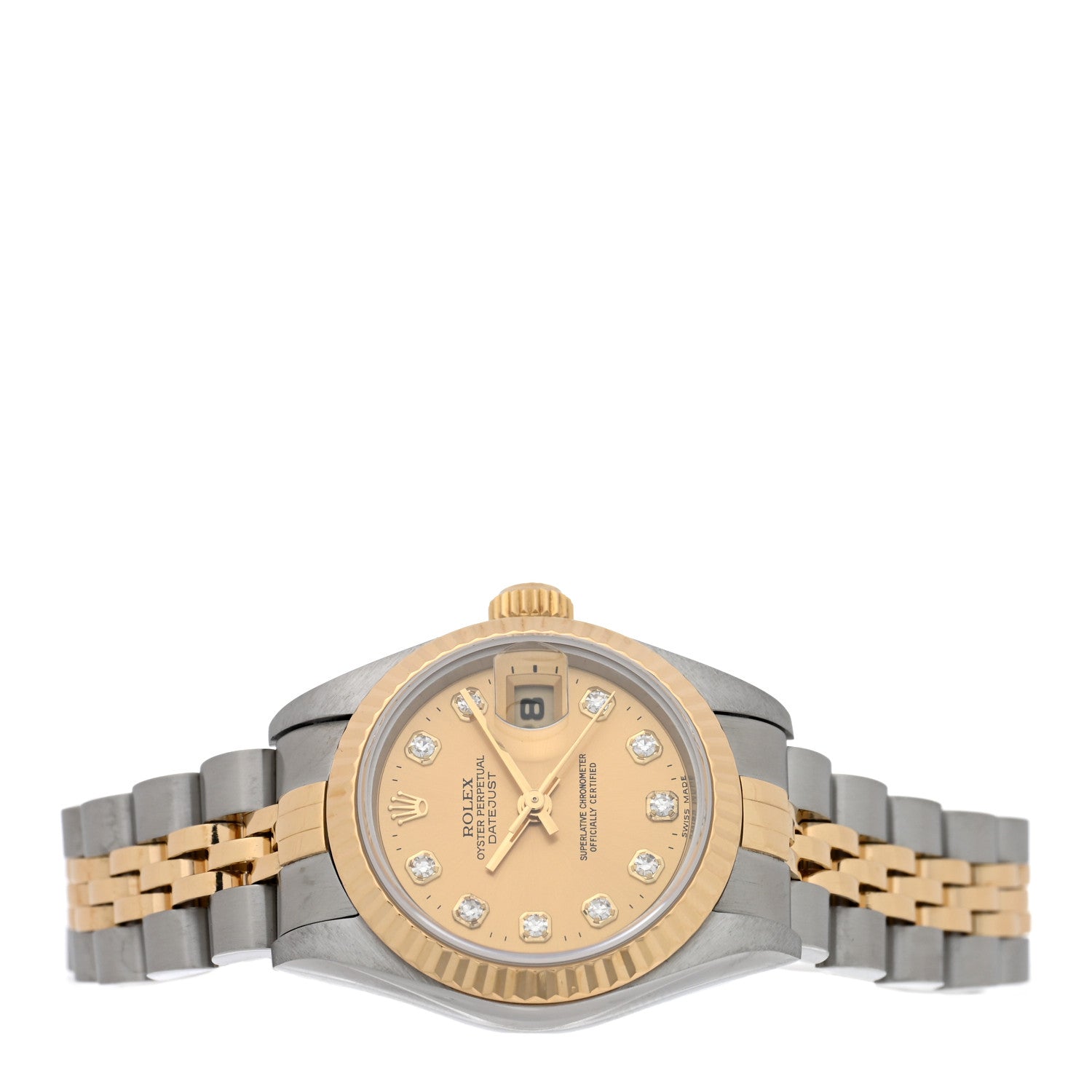 Rolex Stainless Steel 18K Yellow Gold Diamond 26mm Oyster Perpetual Datejust Watch Champagne 69173 2 of 4