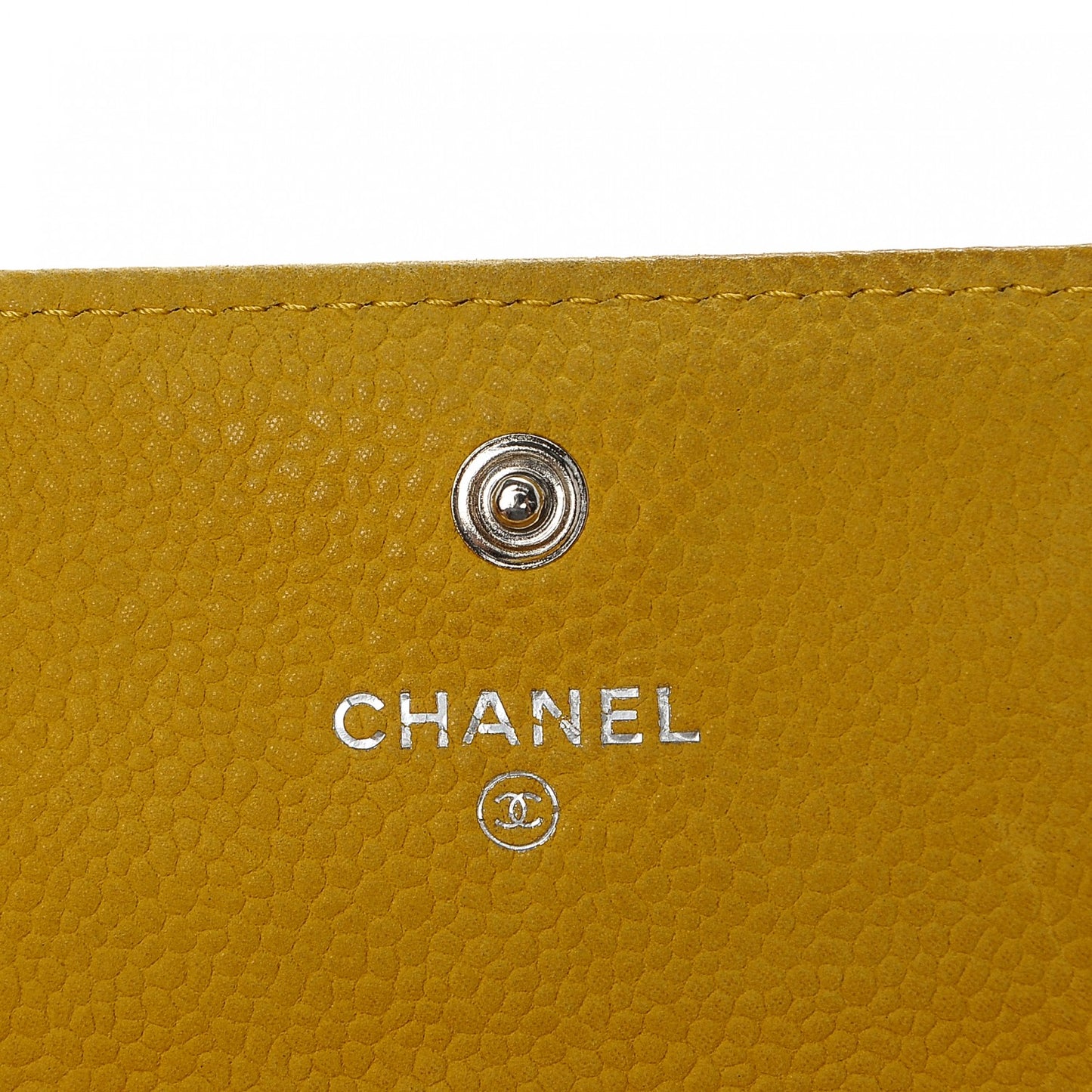 Iridescent Caviar Quilted Large Flap Wallet Yellow
