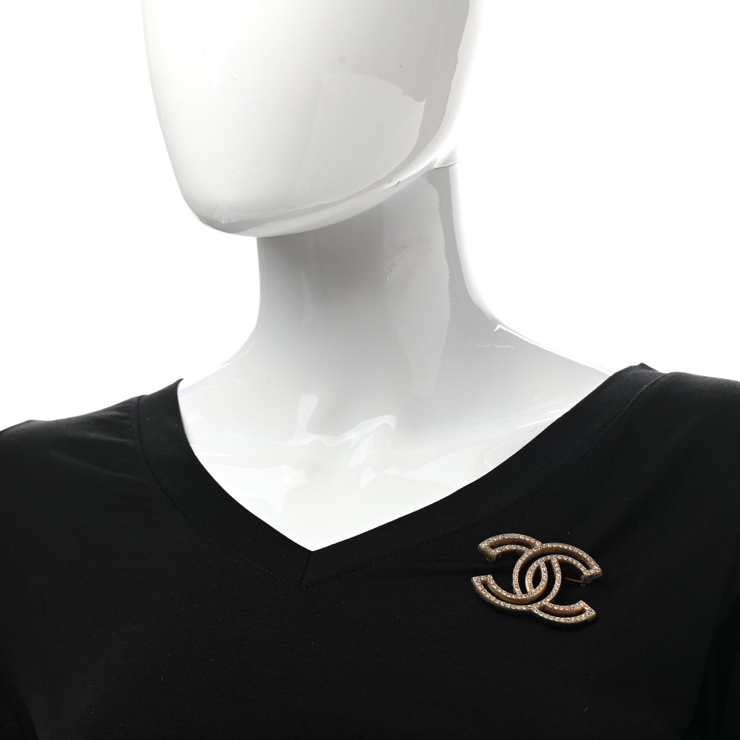 Crystal CC Brooch Gold