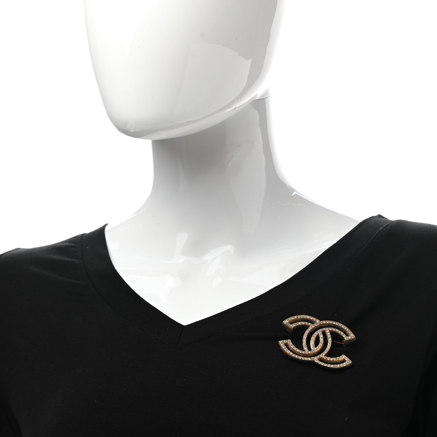 Chanel Crystal CC Brooch Gold 2 of 4