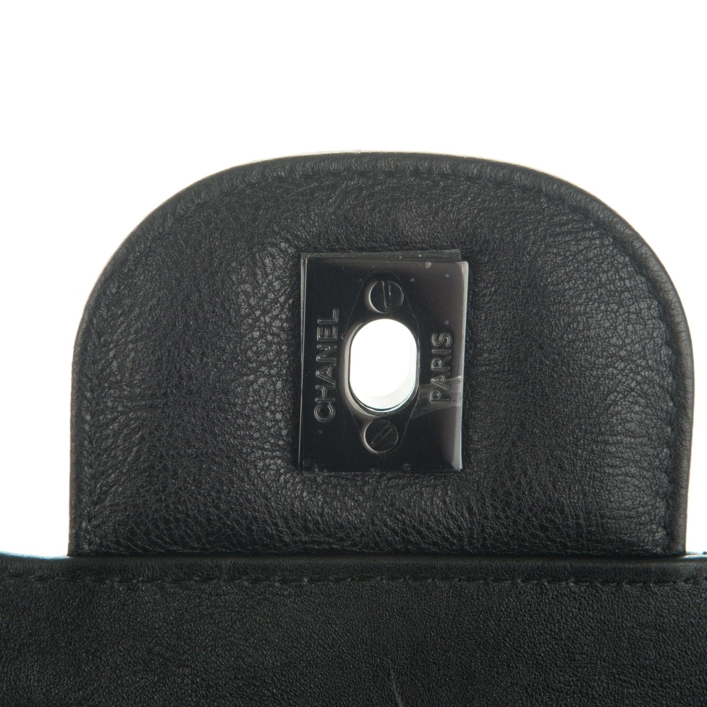 Crumpled Calfskin Quilted Jumbo Double Flap So Black
